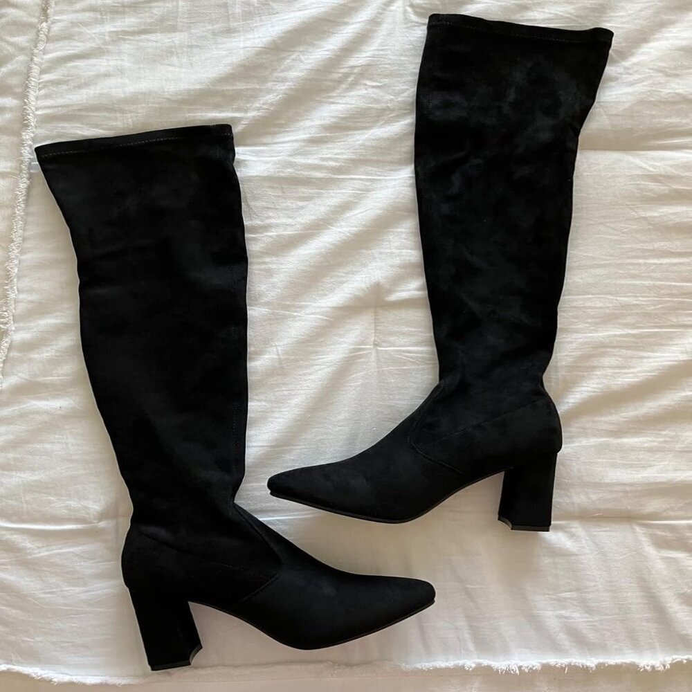 🆕Women's 8957black Polyurethane High Pointy-toe High-heel Over The Knee Boots